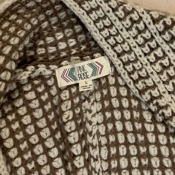 Pink Rose Brown Cream  L Cardigan Fall Normcore Scandi Girl - Picture 3 of 8